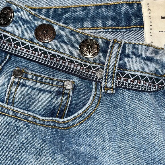 ONETEASPOON ONE TEASPOON TRUCKERS Western Concho Embellished Blue Jeans 24/26 - Picture 10 of 16